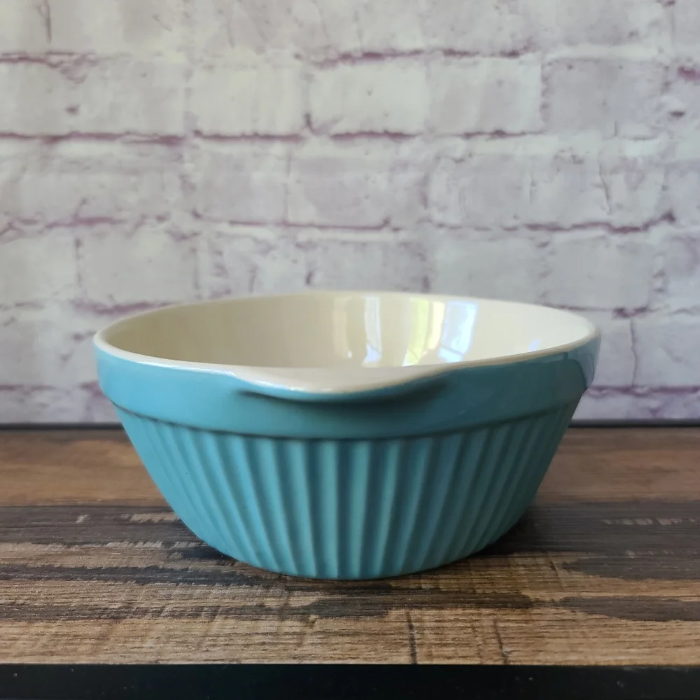 Ethos UK Design Aqua Cream Fluted Ceramic Oval Divided Baking Serving Dish 8x11